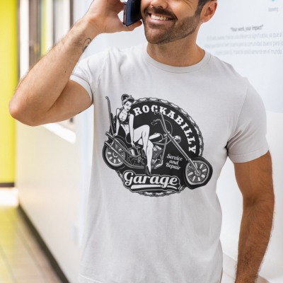 Rockabilly Garage T-Shirt with Vintage Pin-Up Style